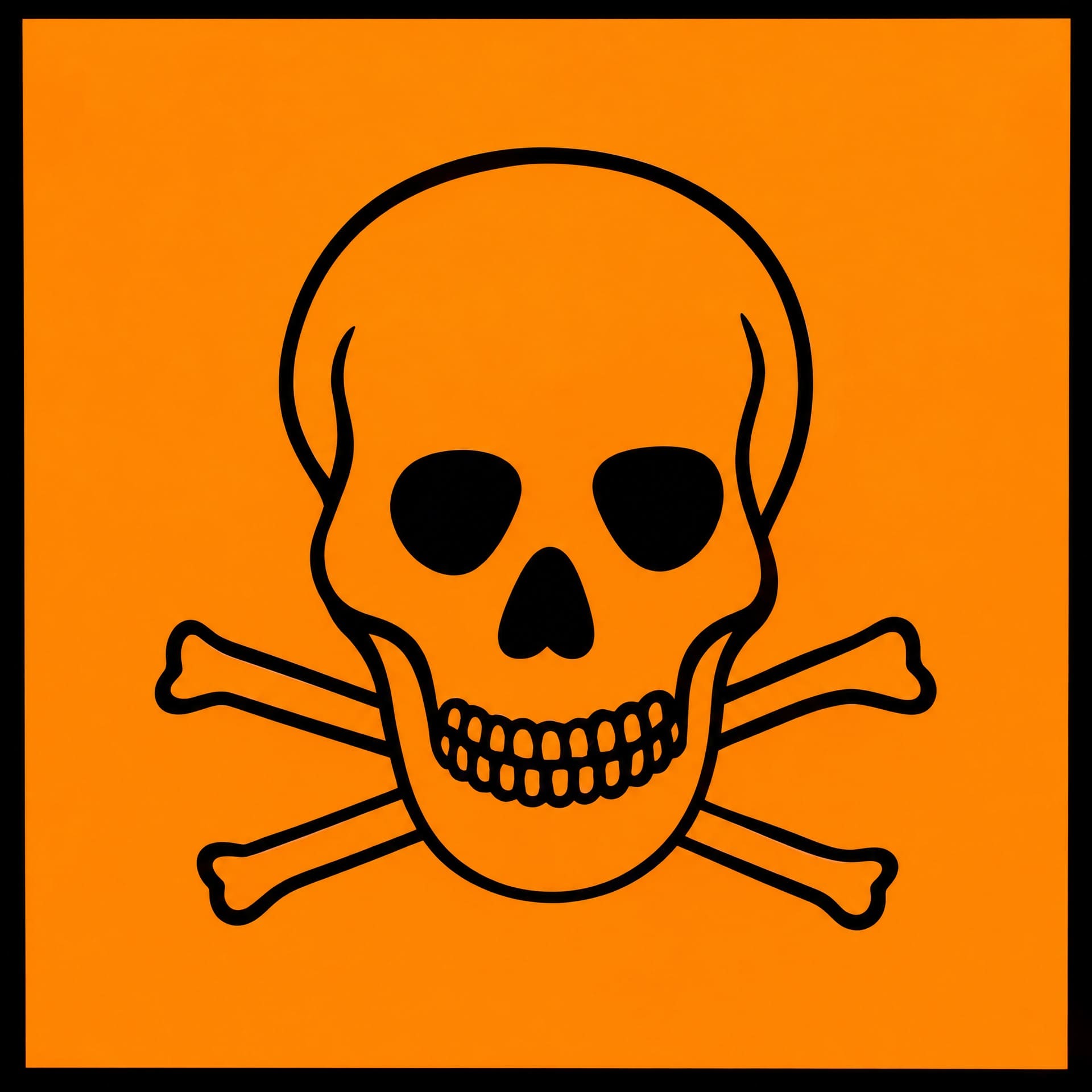 Oranje waarschuwingsbord met een doodshoofd voor giftige stoffen